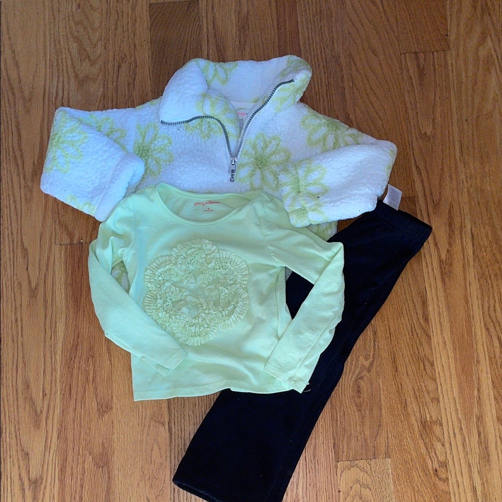 Girls Lime Green Matching fit with jacket, long sleeve, and black pants